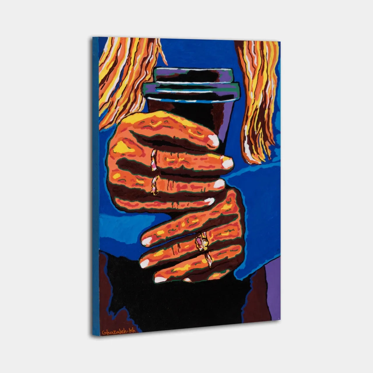 "Hands" Painting by Ghazaleh Khoshqadam- Acrylic on canvas 15.7" H × 11.8" W