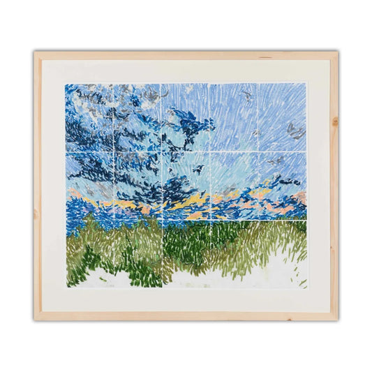 "Rest day" Painting by Pegah Shamlou- Oil Pastel on Cardboard (H: 19.69″ × W: 16.54″)