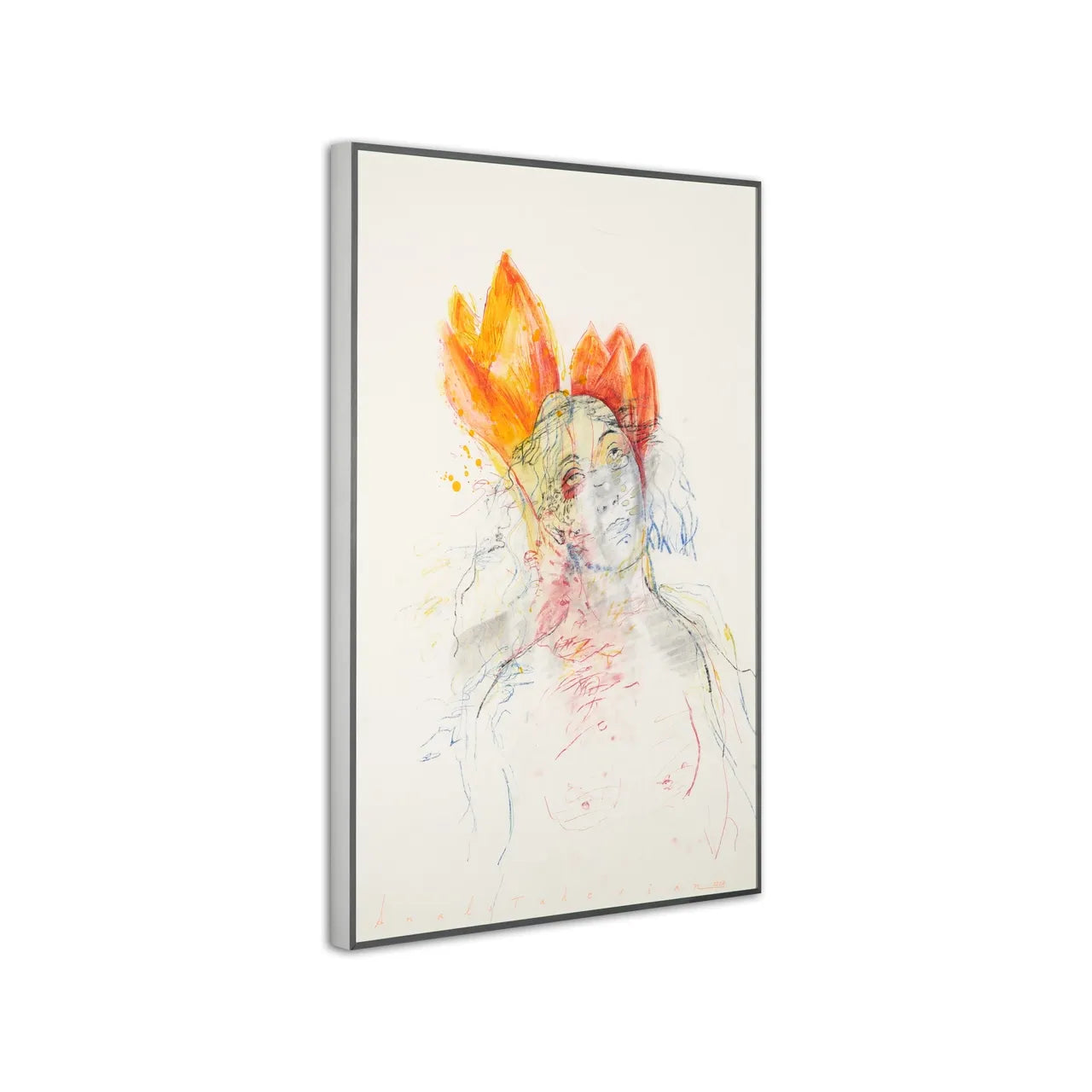 "Wound Flower" Painting by Anali Taherian- Composition of materials on replica cardboard (H: 23.23″ × W: 16.34″)