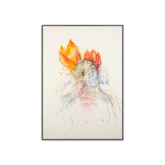 "Wound Flower" Painting by Anali Taherian- Composition of materials on replica cardboard (H: 23.23″ × W: 16.34″)