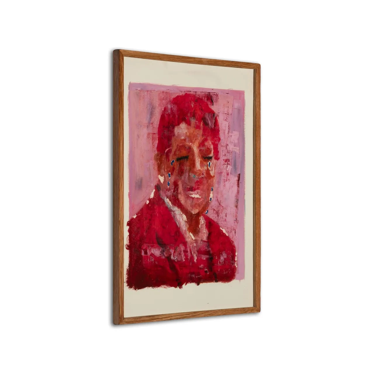 "He does not cry, he laughs" Painting by Elias Qazi- Mixed Media on Paper 17.7" H × 12.2" W