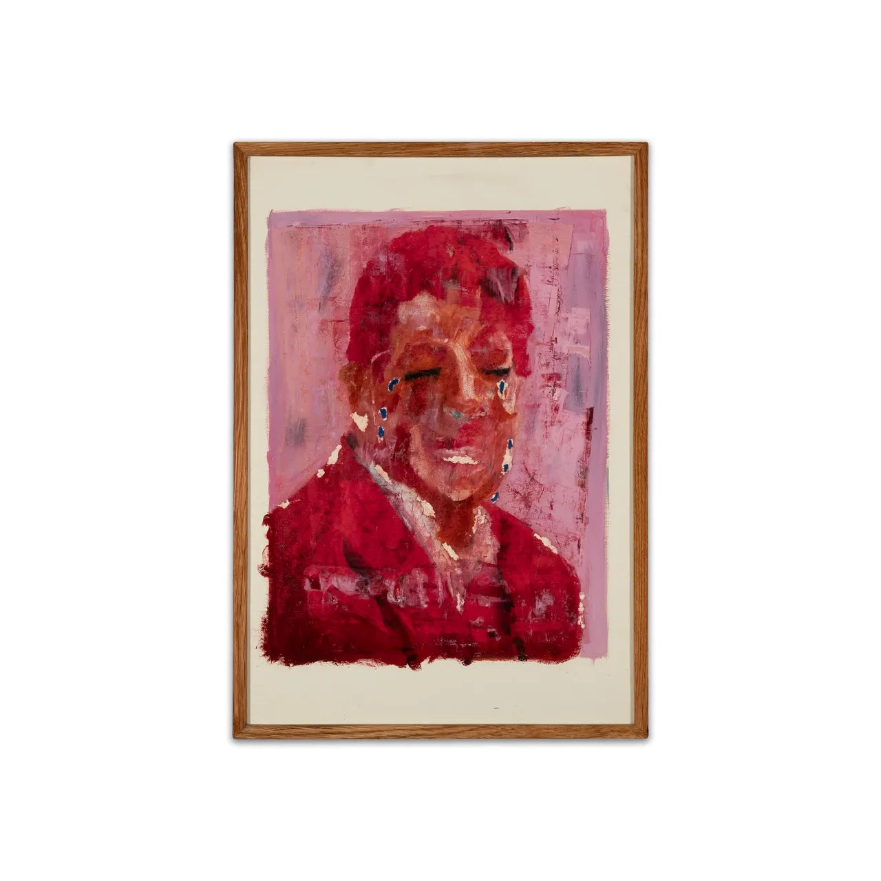 "He does not cry, he laughs" Painting by Elias Qazi- Mixed Media on Paper 17.7" H × 12.2" W