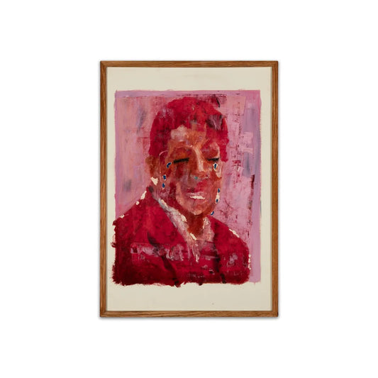 "He does not cry, he laughs" Painting by Elias Qazi- Mixed Media on Paper 17.7" H × 12.2" W