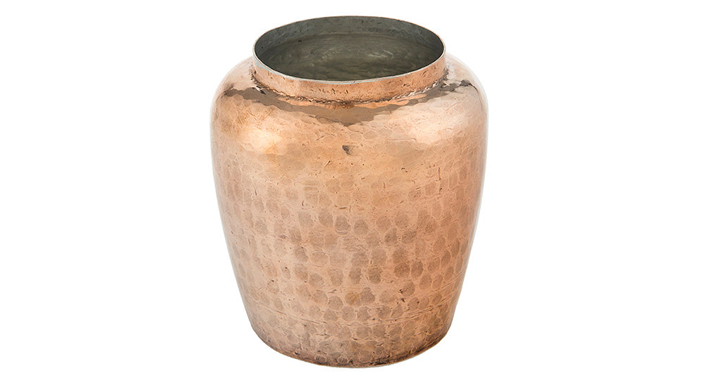 Copper colored copper vase.