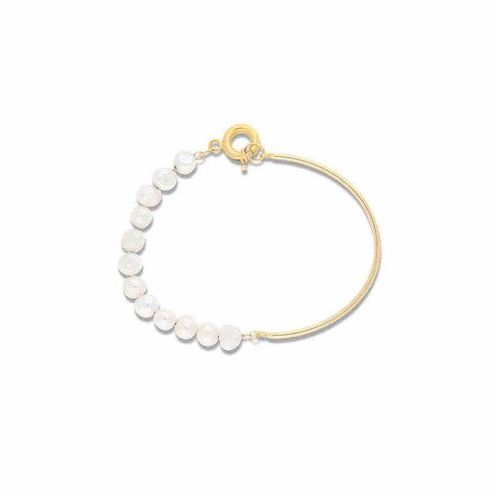 "Pearl Bar " Bangle 18K Gold and Pearl by Tille