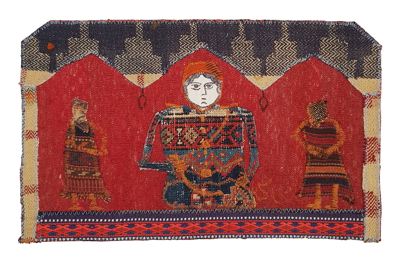 "Untitled" Textile Art by CC - Kilim Art (H: 13.39 in × W: 21.65 in)