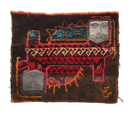 "Untitled" Textile Art by CC - Kilim Art (H: 16.14 in × W: 19.29 in)