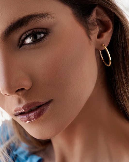 Solid Hoop Earrings 18K Gold by Tille
