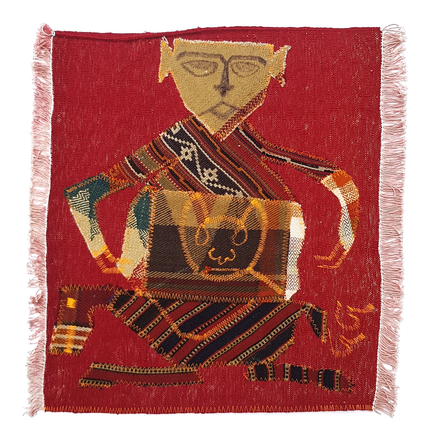 "Untitled" Textile Art by CC - Kilim Art (H: 23.23 in × W: 22.44 in)