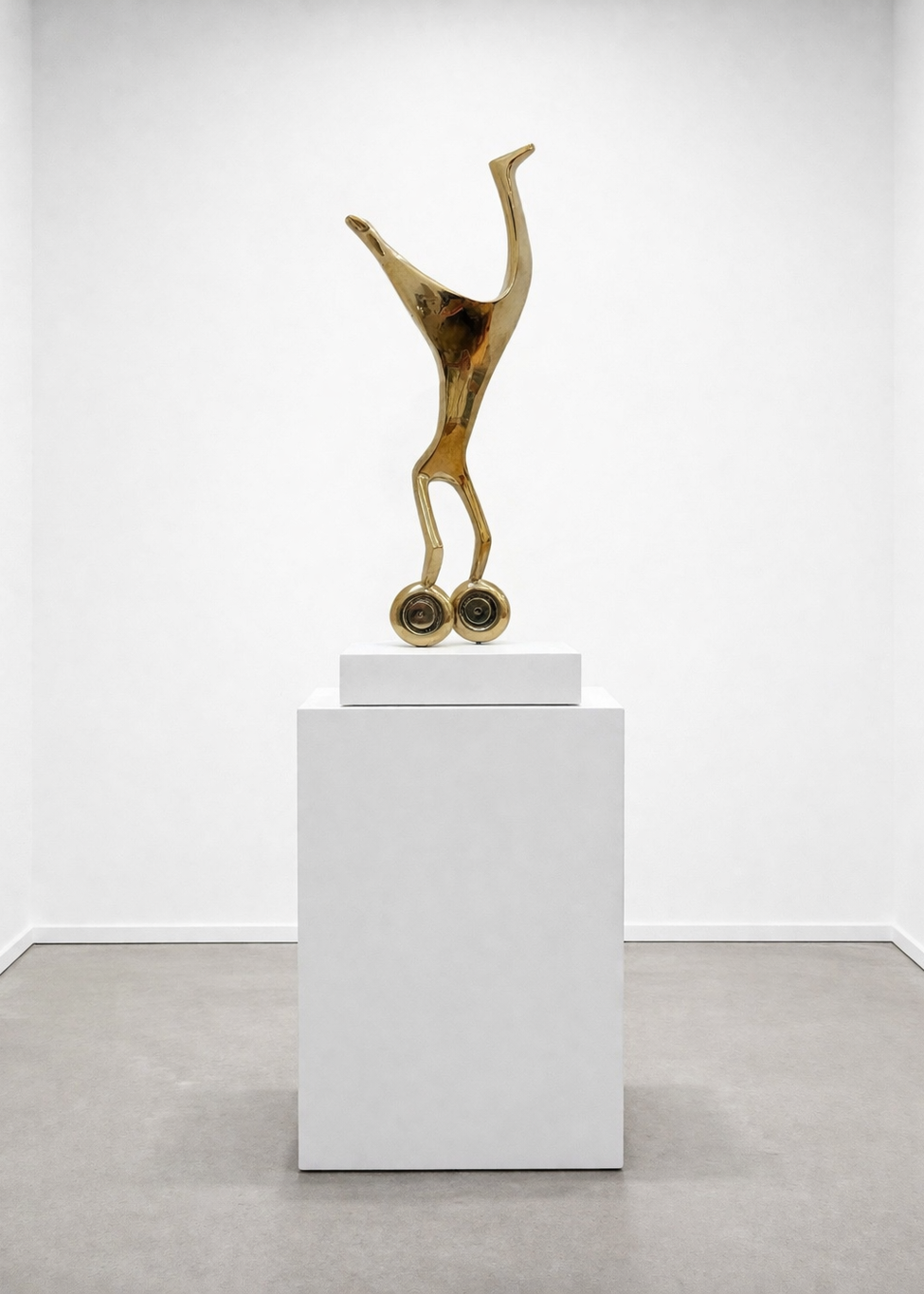 "Leap in the Air II" Sculpture by Rana Zohdnaraghi- Brass  (16.14 × 6.3 × 6.3 in)