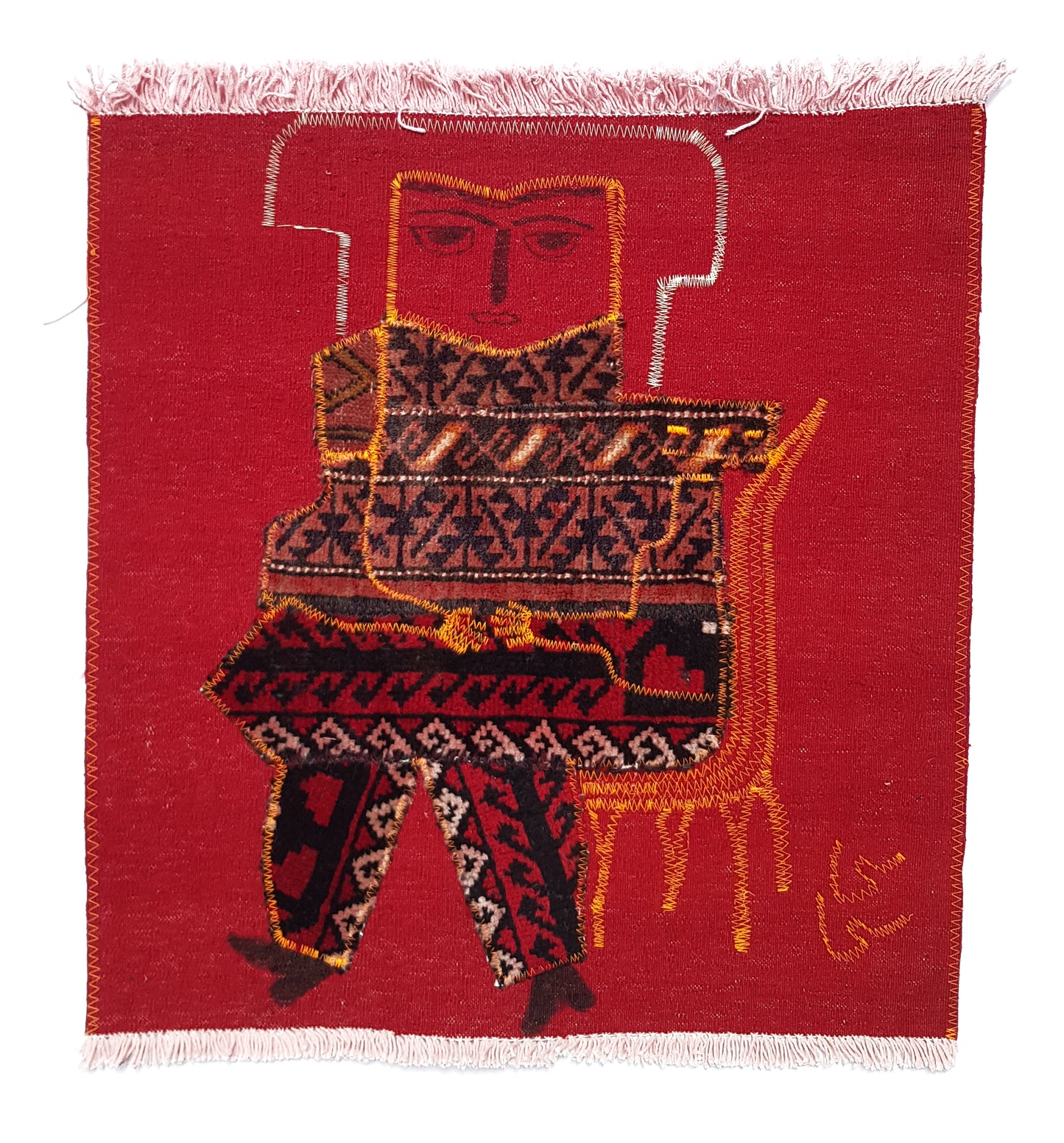 "Untitled" Textile Art by CC - Kilim Art (H: 26.38 in × W: 24.41 in)