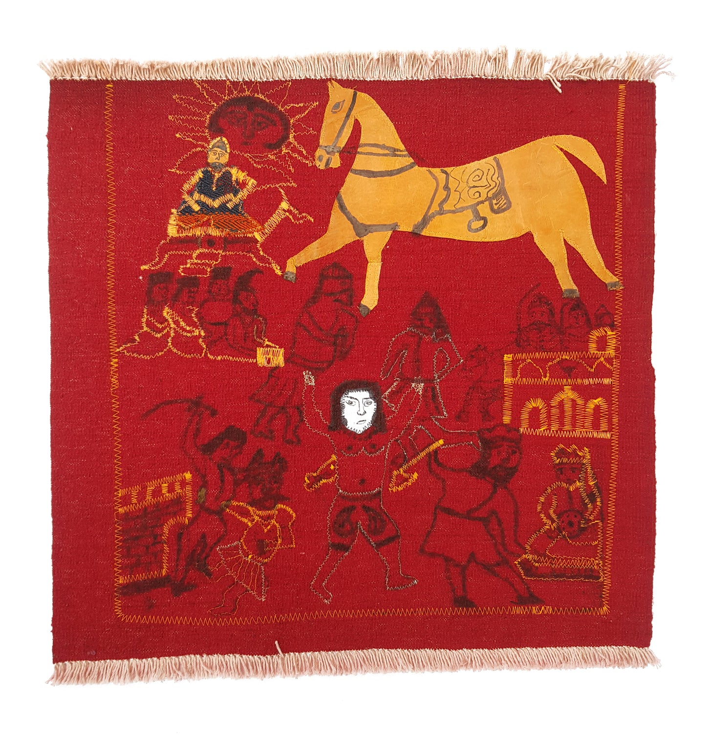"Untitled" Textile Art by CC - Kilim Art (H: 26.38 in × W: 25.59 in)