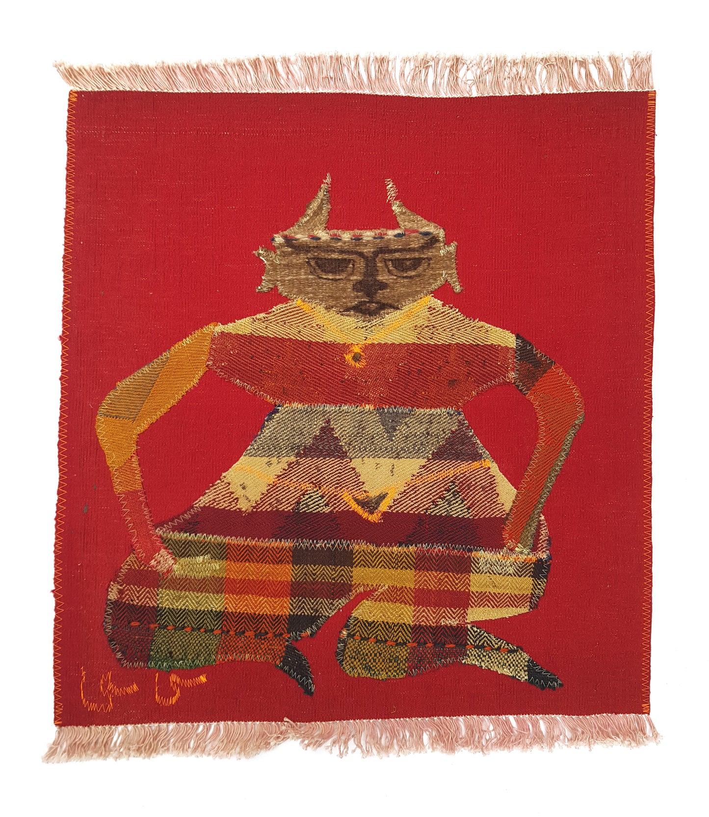 "Untitled" Textile Art by CC - Kilim Art (H: 29.53 in × W: 25.20 in)