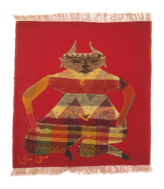 "Untitled" Textile Art by CC - Kilim Art (H: 29.53 in × W: 25.20 in)