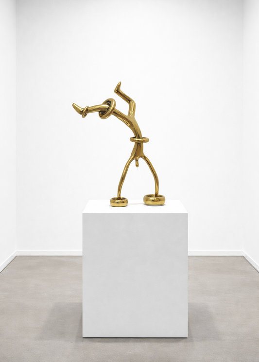 "Leap in the Air I" Sculpture by Rana Zohdnaraghi- Brass  (15.75 × 10.63 × 5.91 in)