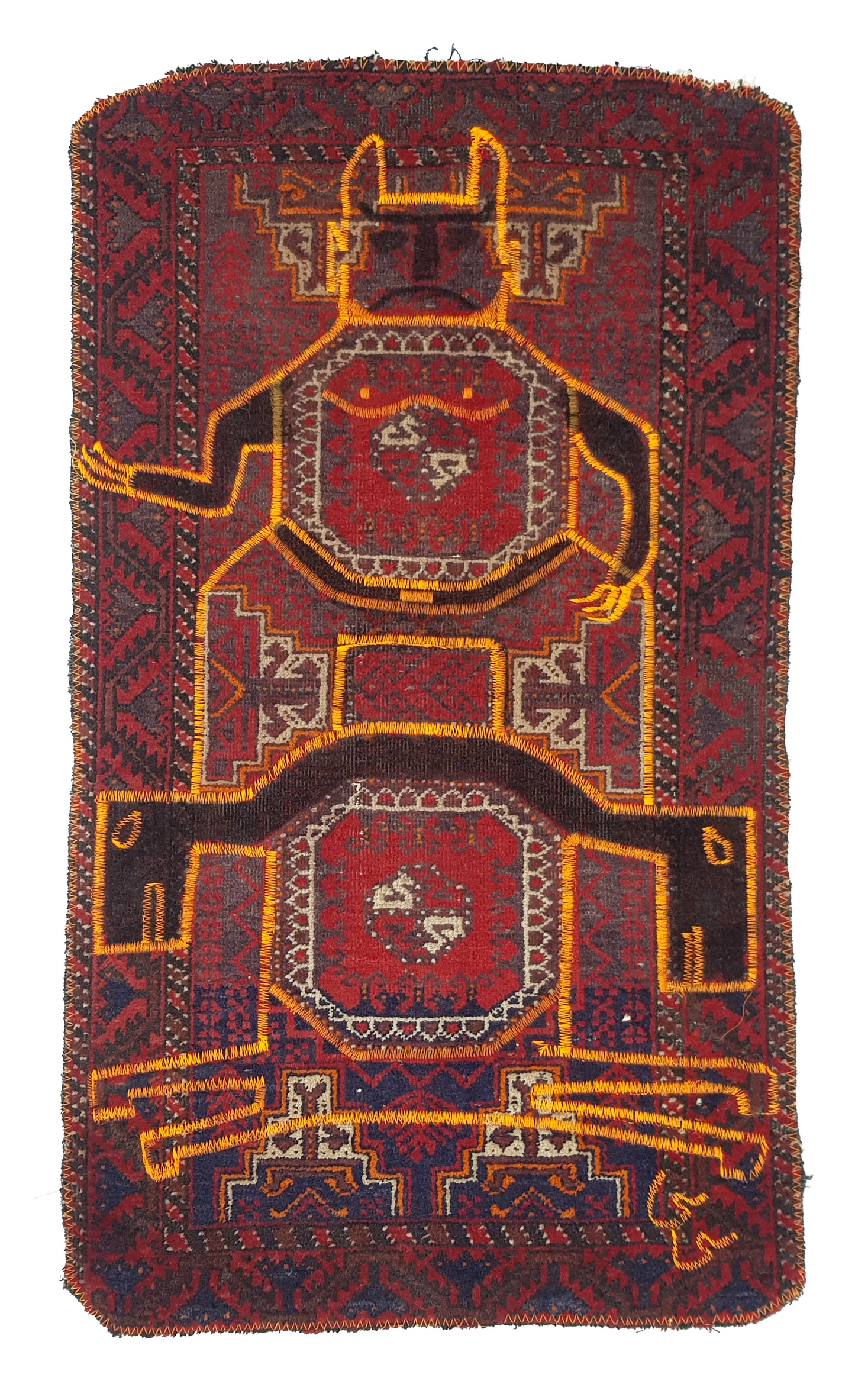 "Untitled" Textile Art by CC - Kilim Art (H: 37.40 in × W: 21.26 in)