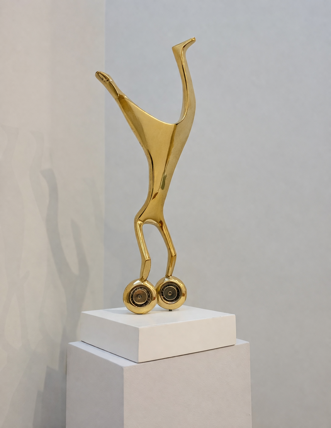 "Leap in the Air II" Sculpture by Rana Zohdnaraghi- Brass  (16.14 × 6.3 × 6.3 in)