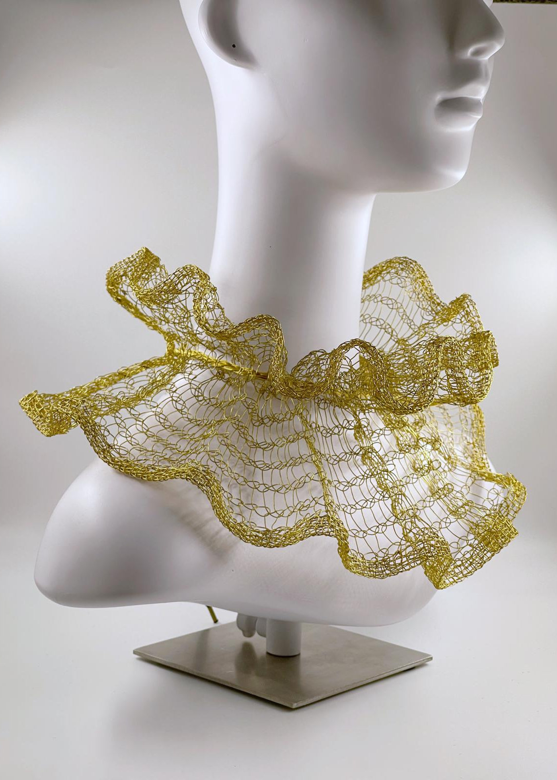 Handwoven Brass Statement Neckpiece by Sareh Ghomi