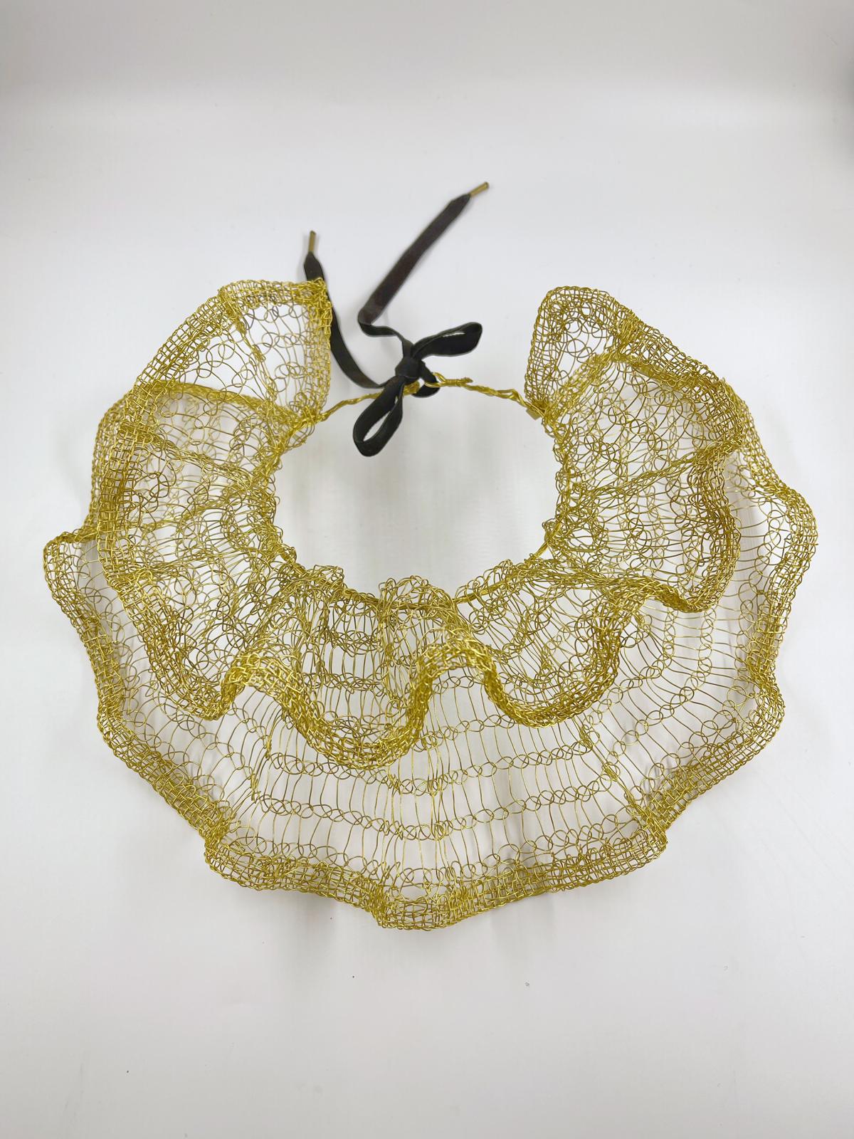 Handwoven Brass Statement Neckpiece by Sareh Ghomi