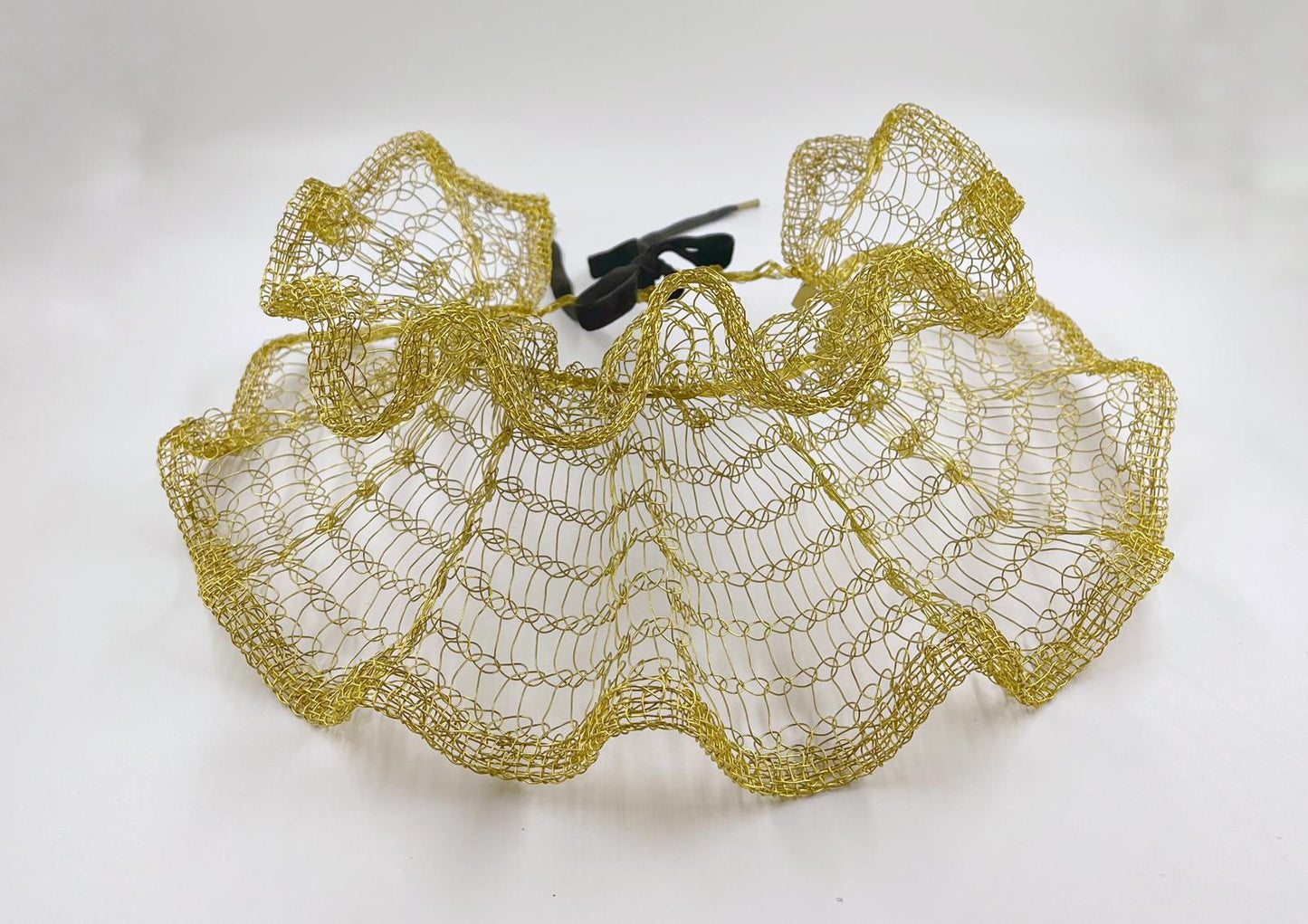 Handwoven Brass Statement Neckpiece by Sareh Ghomi
