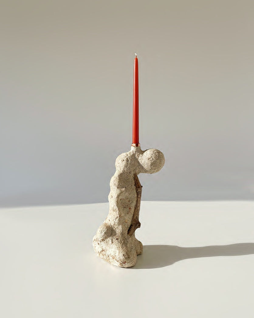 Papier-mâché Candle Holder (02) from the "Ba Ma" Series by Roosha Ranjbar