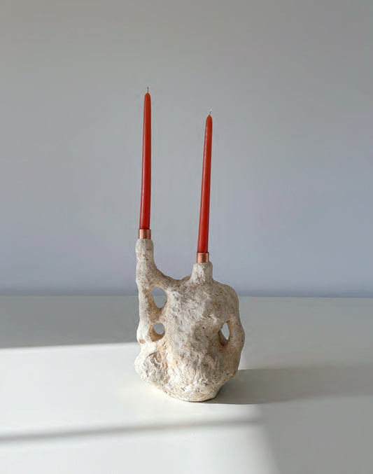 Papier-mâché Candle Holder (03) from the "Ba Ma" Series by Roosha Ranjbar