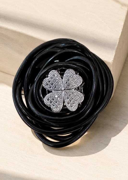 Black aluminum wire Ring by Leyla Malekk
