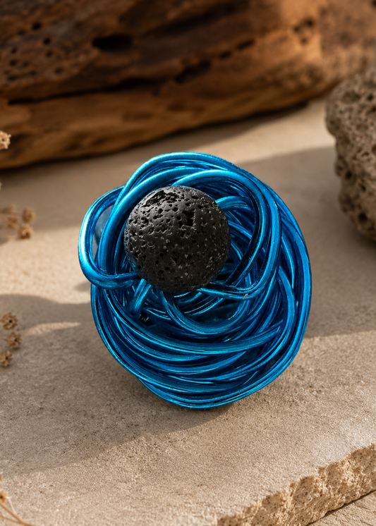 Blue aluminum wire Ring by Leyla Malekk