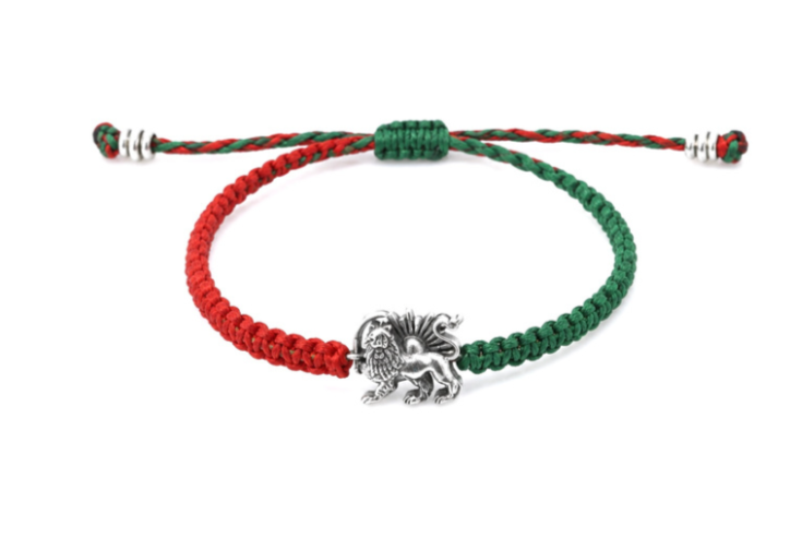 Handmade Silver Lion and Sun cord bracelet by Sun Nafissi