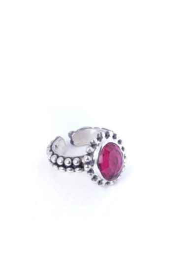 Handmade Silver Candy dots ring with pink ruby stone by Sun Nafissi
