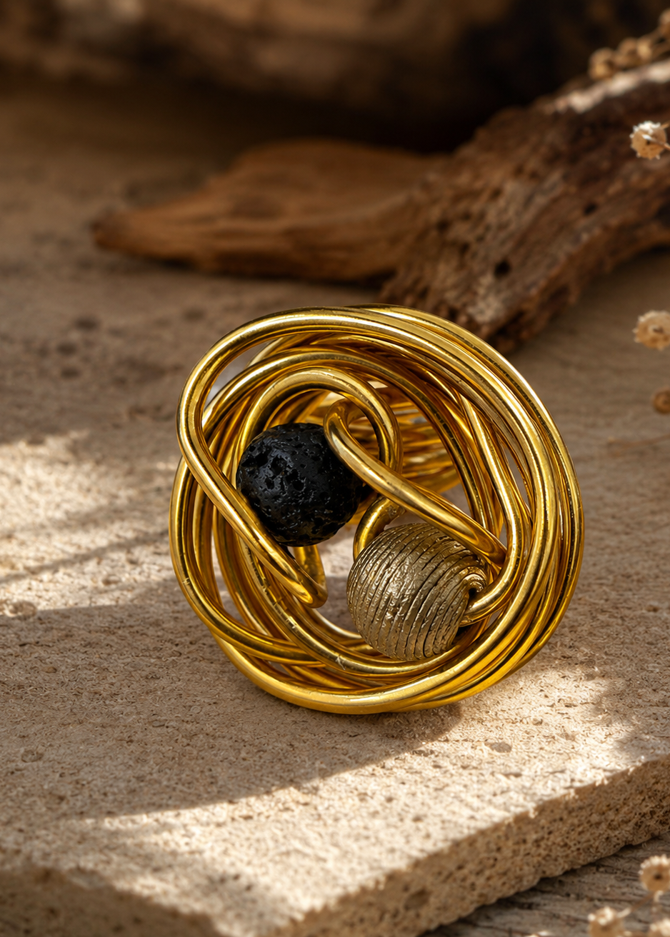 Golden aluminum wire Ring by Leyla Malekk