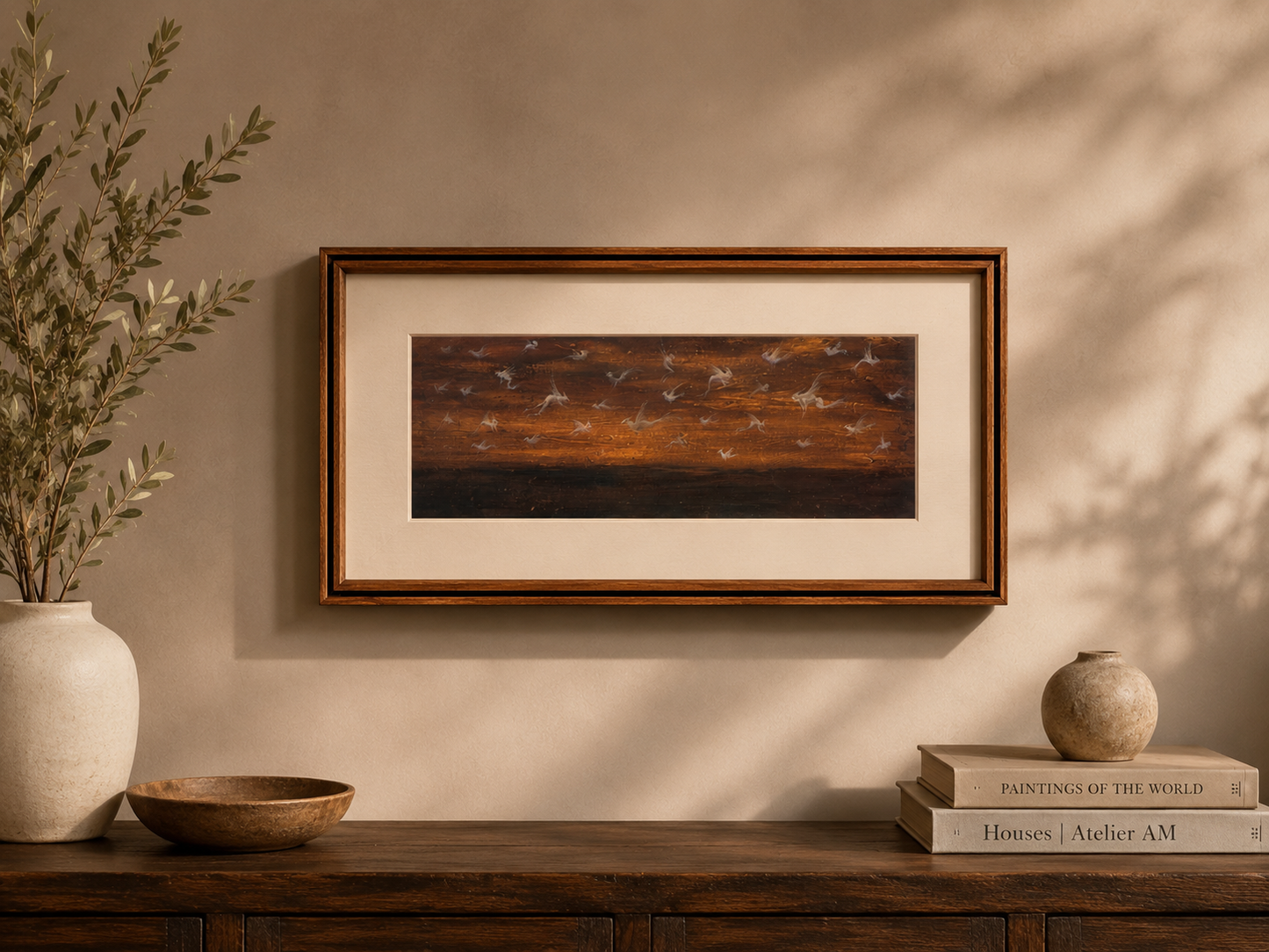 "Abrakan 19" Painting by Peybak - Gesso and Acrylic on Cardboard (4 1/2 inch × 11 1/2 inch)