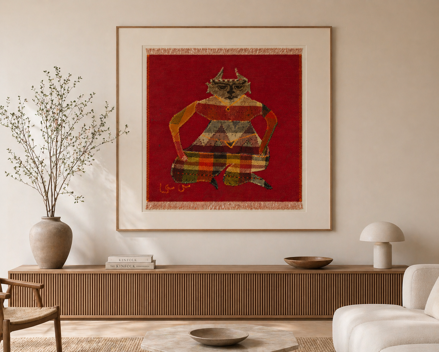 "Untitled" Textile Art by CC - Kilim Art (H: 29.53 in × W: 25.20 in)