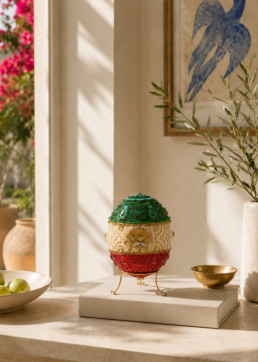 “Iranian National Flag Fabergé Egg” by Sareh Ghomi— from the Painful Rebirth exhibition
