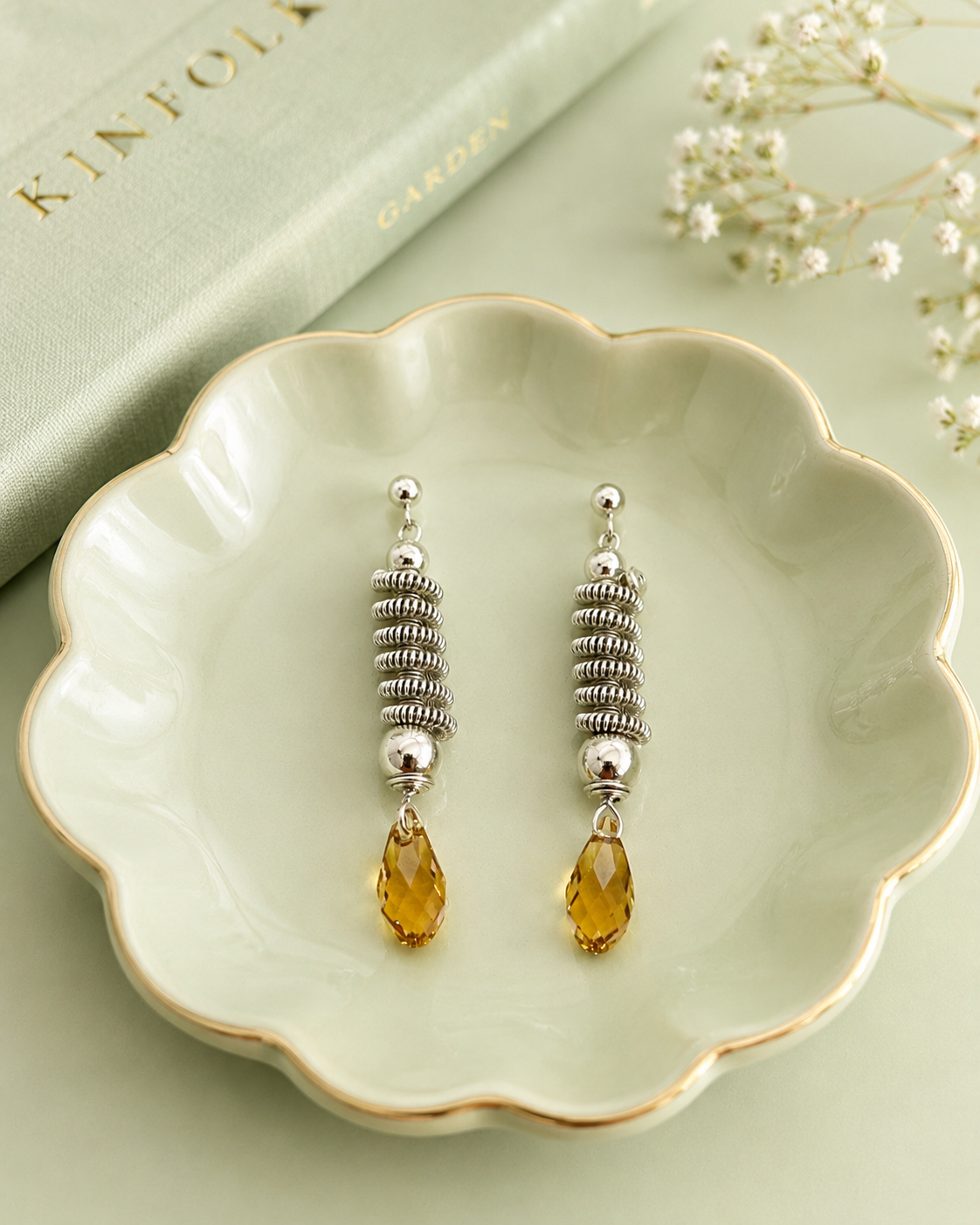 Silver Earrings – Handmade by Sareh Ghomi (Sterling Silver and Topaz Stone)