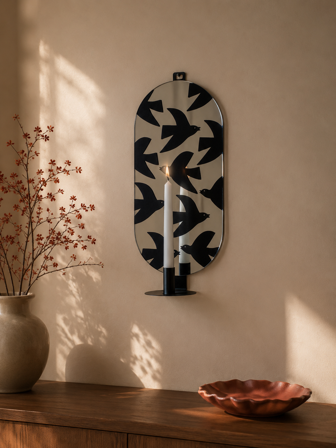 Swallows in Harmony Mirror Candle holder by Rashed