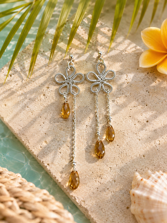 Silver Earrings – Handmade by Sareh Ghomi (Sterling Silver and Topaz Stone)