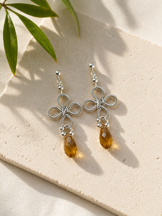 Silver Earrings – Handmade by Sareh Ghomi (Sterling Silver and Topaz Stone)