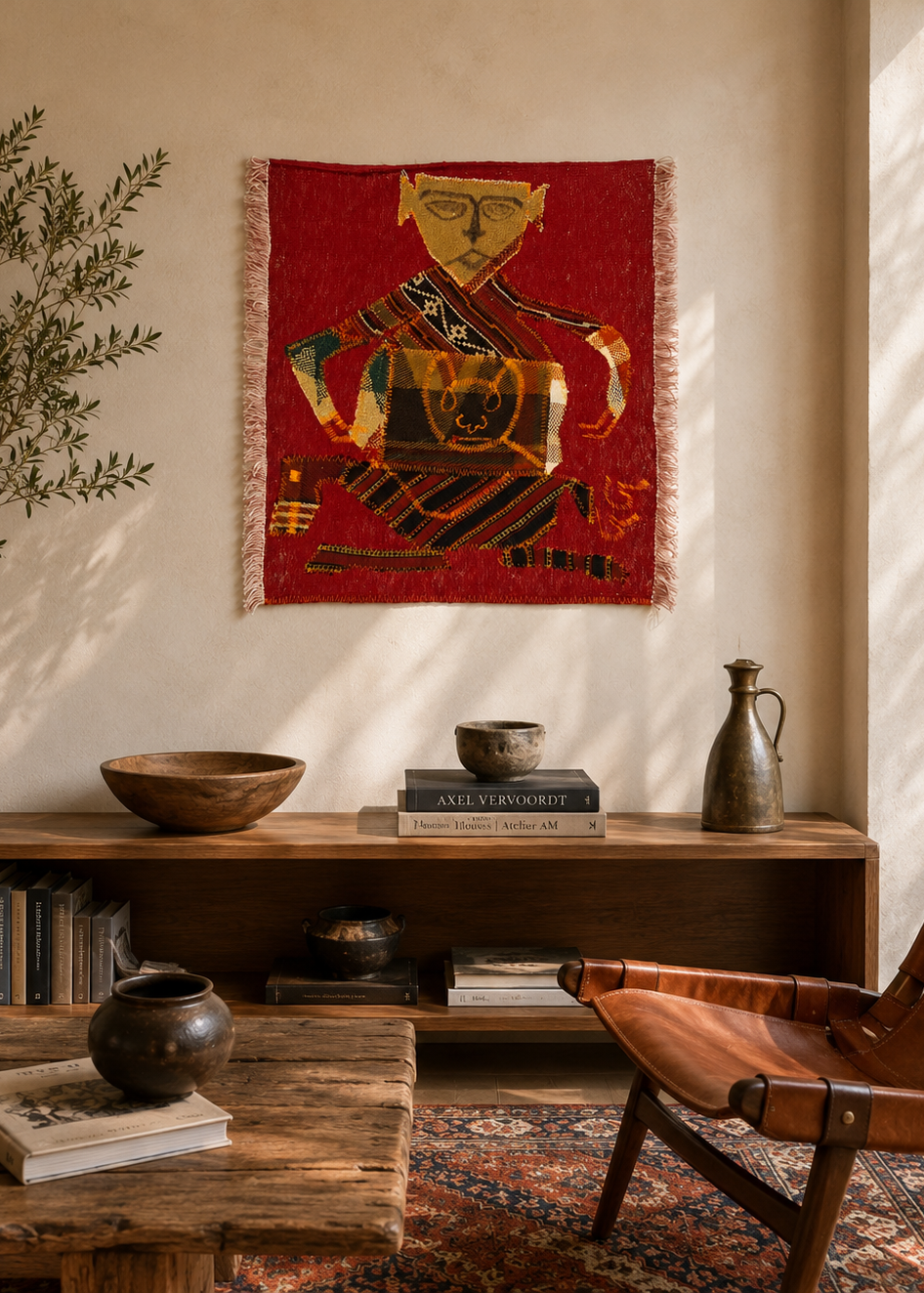 "Untitled" Textile Art by CC - Kilim Art (H: 23.23 in × W: 22.44 in)