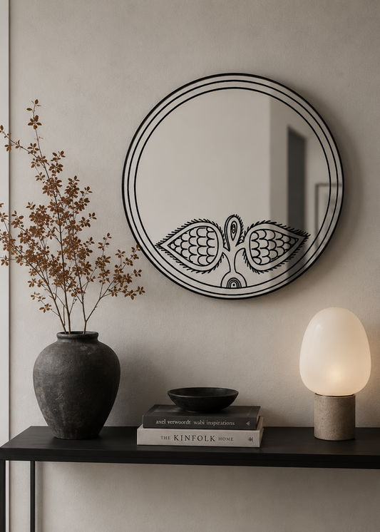 Metal-Framed Round Angel Mirror by Rashed