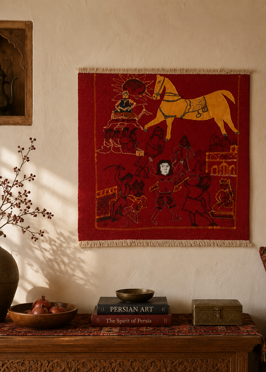 "Untitled" Textile Art by CC - Kilim Art (H: 26.38 in × W: 25.59 in)