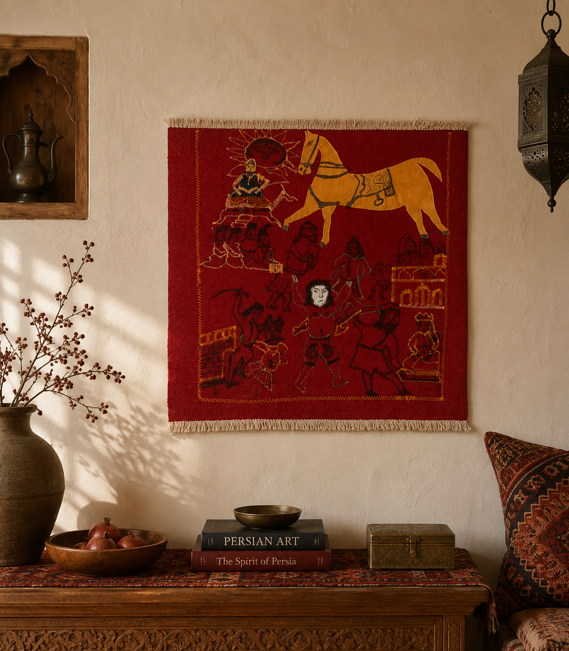 "Untitled" Textile Art by CC - Kilim Art (H: 26.38 in × W: 25.59 in)