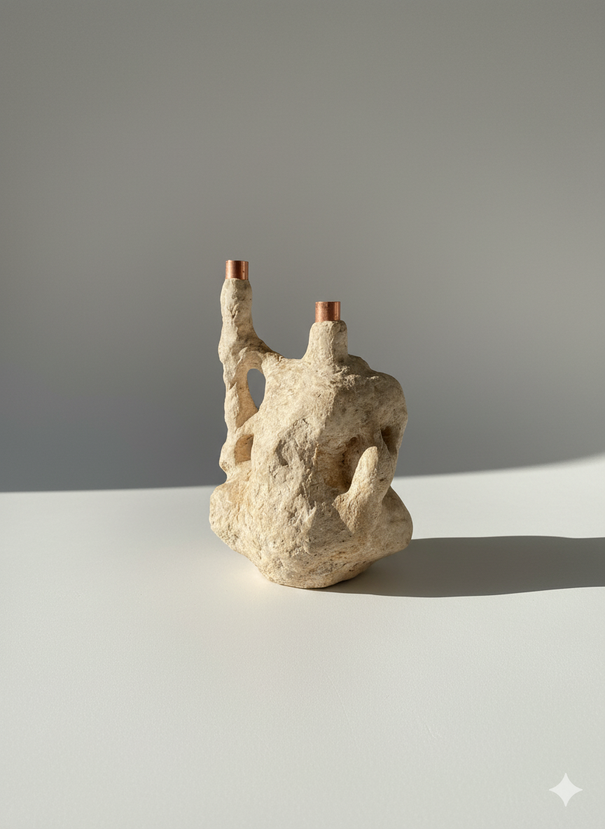 Papier-mâché Candle Holder (03) from the "Ba Ma" Series by Roosha Ranjbar