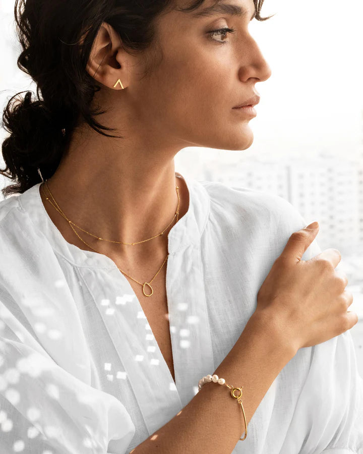 "Pearl Bar " Bangle 18K Gold and Pearl by Tille