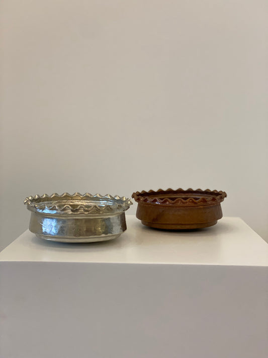 Copper bowls. silver and copper color
