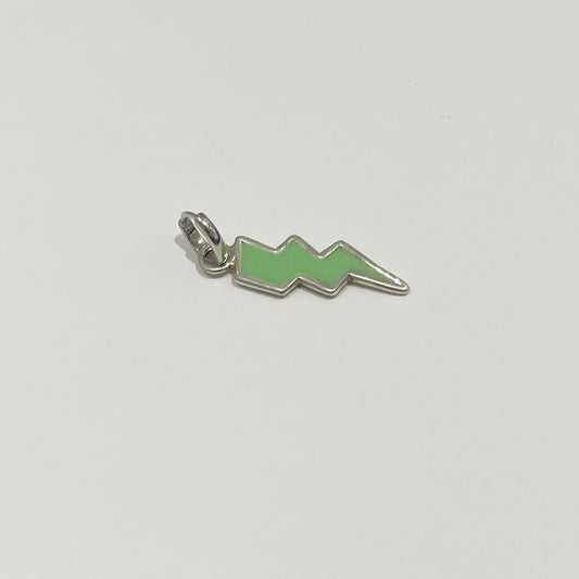 Flashover shape clip-on charm made by silver and filed by green epoxy resin.