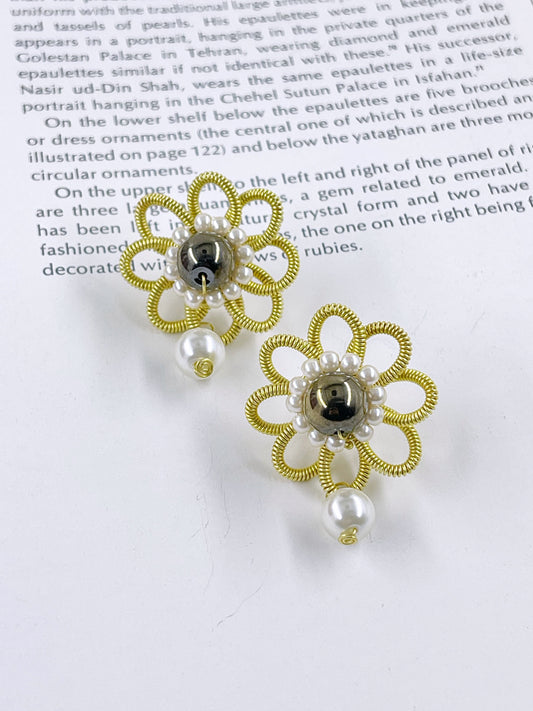Golden Flower Pearls by Sareh Ghomi