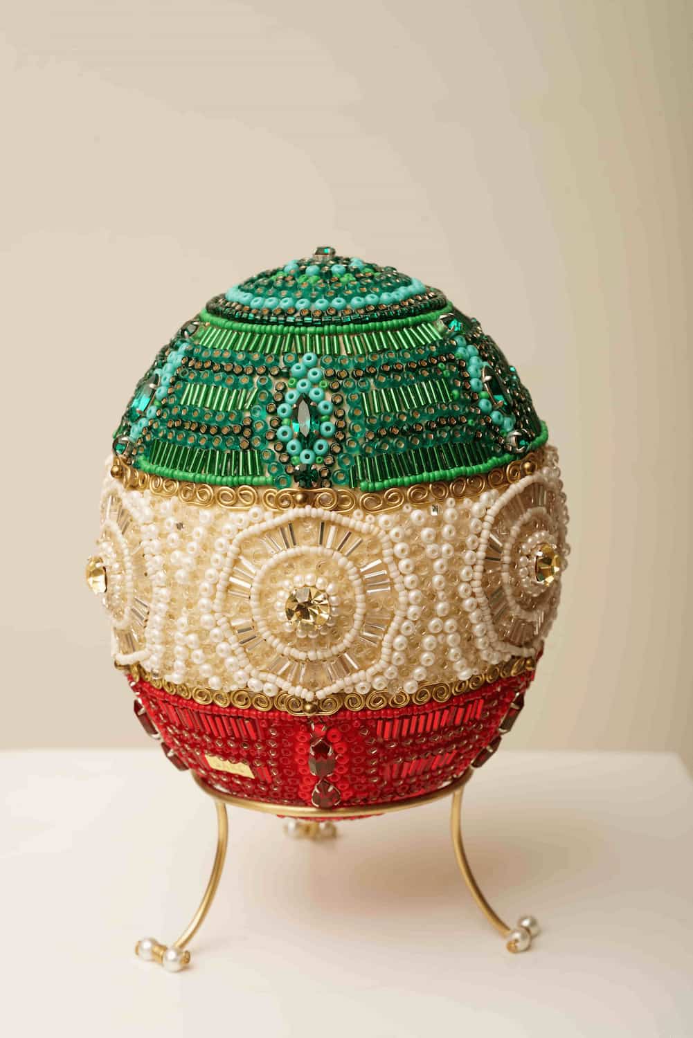 “Iranian National Flag Fabergé Egg” by Sareh Ghomi— from the Painful Rebirth exhibition