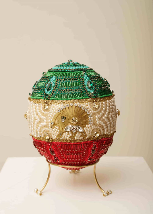 “Iranian National Flag Fabergé Egg” by Sareh Ghomi— from the Painful Rebirth exhibition