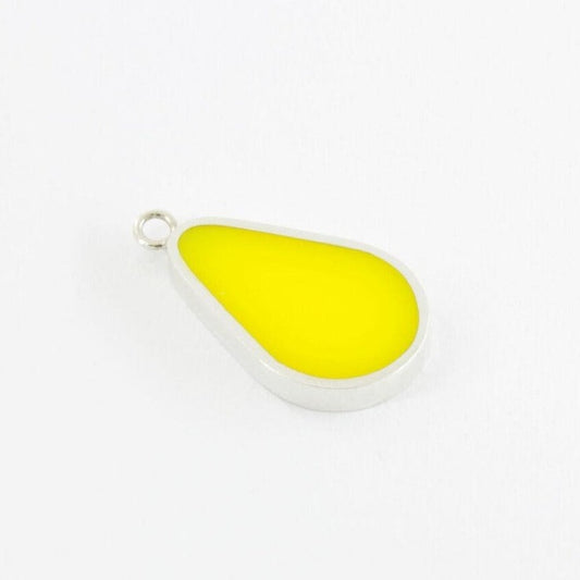 Silver clip-on charm made by silver and filed by yellow epoxy resin.